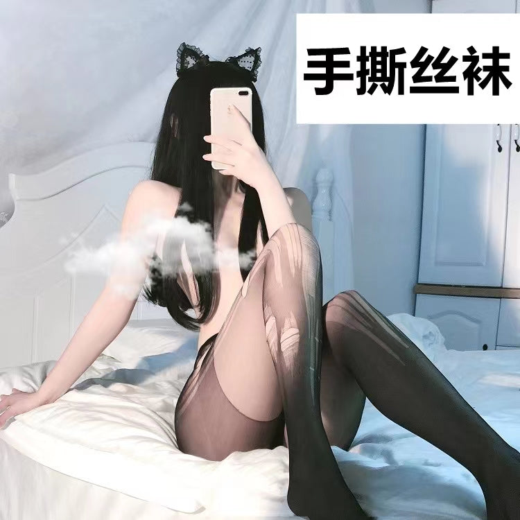 Sex Stockings night club opening stockings take-off stockings disposable black silk ultra-thin arbitrary tear hotel foot bath socks